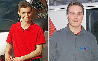 Unsere Azubis Bennet Hinz (links) und Nico Sacher (rechts) haben ihre Gesellenprüfung bestanden.